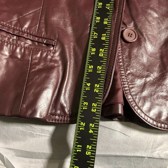 Winlit Women's Leather Blazer Jacket Size 15-16 Red Button Front Y2K - Picture 7 of 16